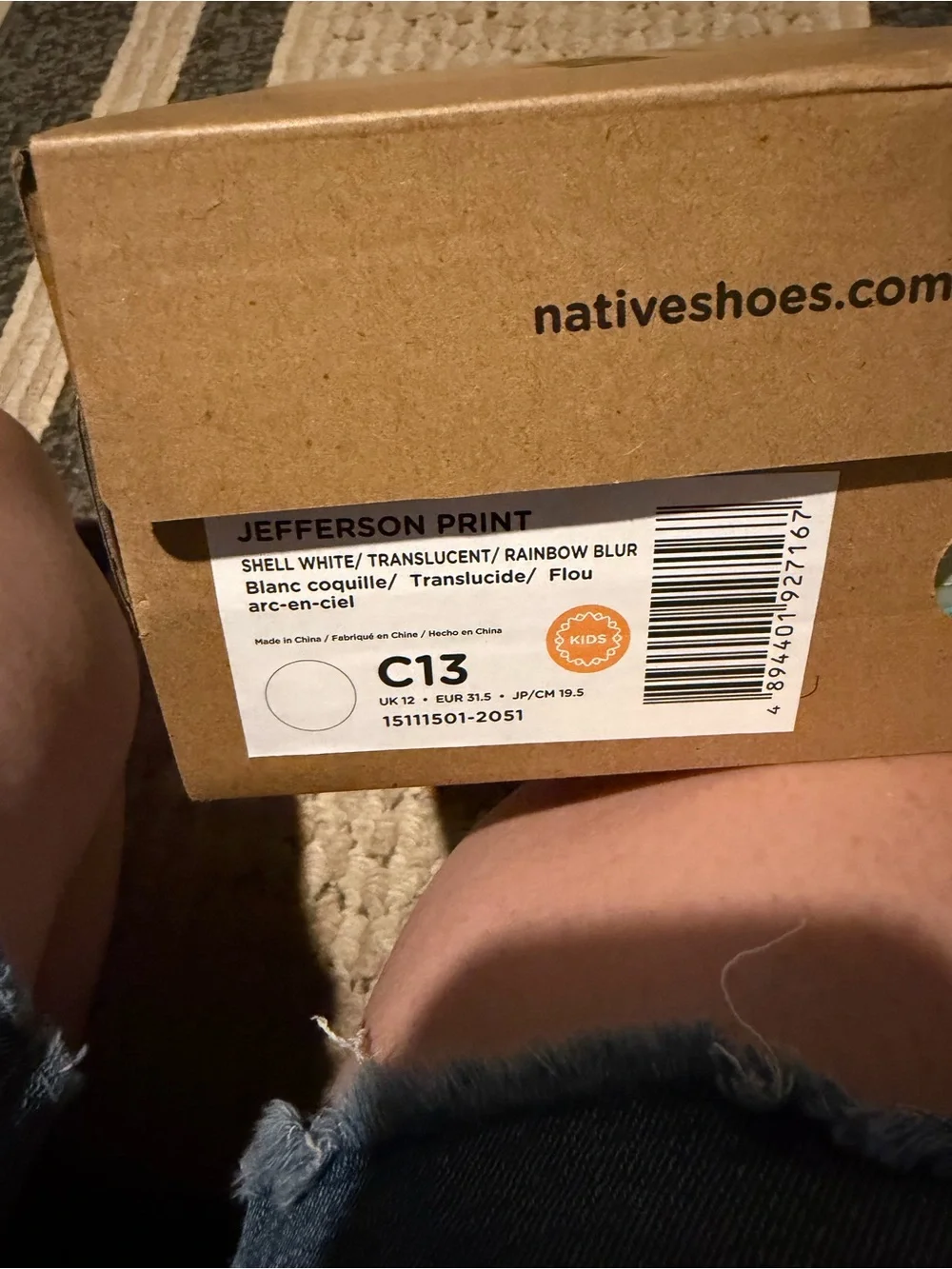 These are Native Shoes Kids' Jefferson slip-on sneakers
